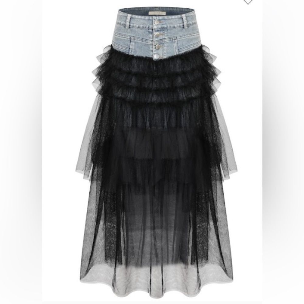 High End Denim With Black Tulle Skirt